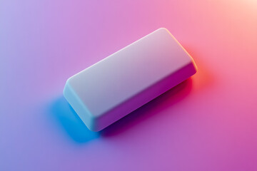 Pastel eraser on pink background with blue and orange light for graphic design and art concept use