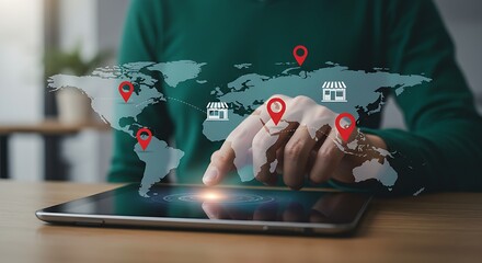 local SEO and customer review systems,Boost global store presence,digital marketing for international growth,mobile platforms and location markers to manage ratings.