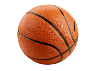 Classic orange basketball on black background sport equipment, Isolated On Transparent Background