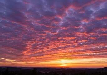 Fototapeta premium Tranquil Sunset Scene — Soft Summer Sky with Golden and Pink Hues