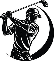Silhouette of a Golfer Swinging Club