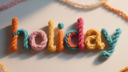 knitted yarn fibers form the word holiday sale
