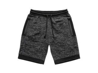 Mens black gray heather knit sport shorts casual wear athletic, Isolated On Transparent Background