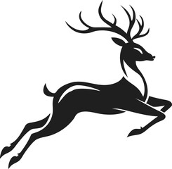 Simple Black Leaping Deer Silhouette Vector Graphic Illustration Design Element