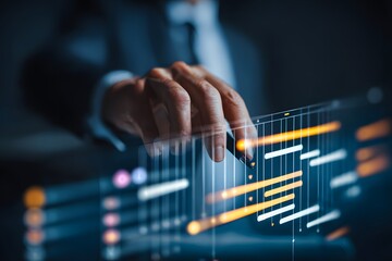 Business Person Interacting with Project Timeline.