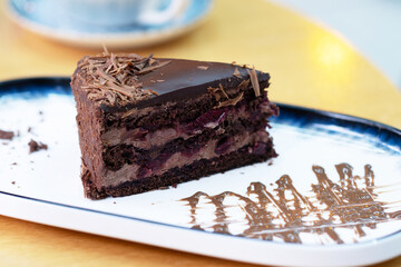 Chocolate cake, sweet tasty bakery