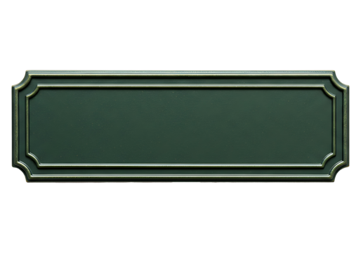 Classic dark green plaque with golden trim offers a vintage, elegant space for personalized text or design elements.