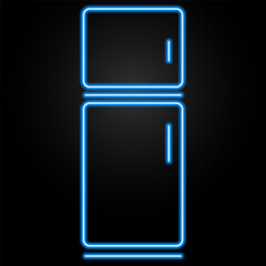 fridge neon sign, modern glowing banner design, colorful modern design trends on black background. Vector illustration.