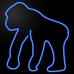gorilla neon sign, modern glowing banner design, colorful modern design trends on black background. Vector illustration.
