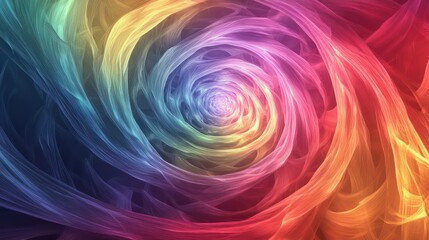 Swirling Spectrum: A vibrant abstract vortex of rainbow hues and delicate fractal lines