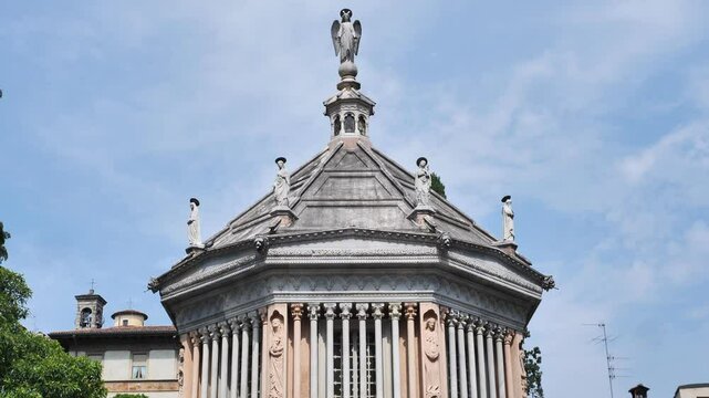 Bergamo alta baptistery in duomo square, Lombardy, Italy