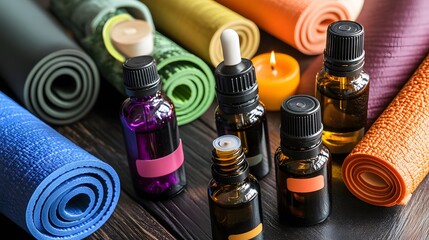 Essential Oils and Yoga Mats Wellness Relaxation