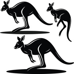 Collection of silhouettes of kangaroo	