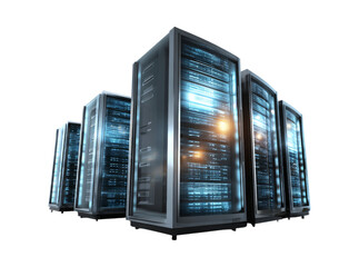 Modern data center server racks network technology, Isolated On Transparent Background