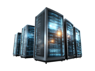 Modern data center server racks network technology, Isolated On Transparent Background