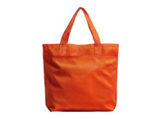 Vibrant orange tote bag stylish reusable shopping bag, Isolated On Transparent Background
