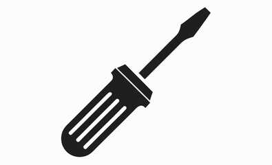 Screwdriver silhouette, hand tool icon, black vector illustration, repair equipment graphic