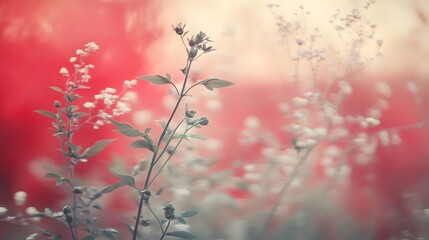 Dreamy Botanical Garden Floral Background Soft Pink Red