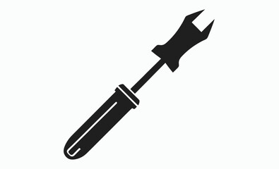Screwdriver silhouette, hand tool icon, black vector illustration, repair equipment graphic
