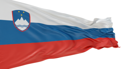 Detailed image of the slovenia flag waving in the wind.