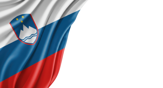 Close-up of the slovenian flag with flowing fabric.