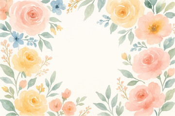 Vintage floral background with romantic pink roses, elegant frame, and decorative hearts for a wedding or Valentine's Day card design