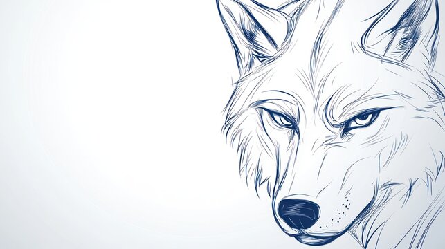 Wolf portrait,  fine line art