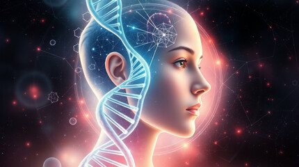 human and DNA helix, concept for genetic medicine