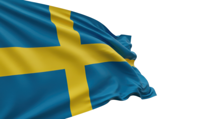 Close-up view of a waving swedish flag.