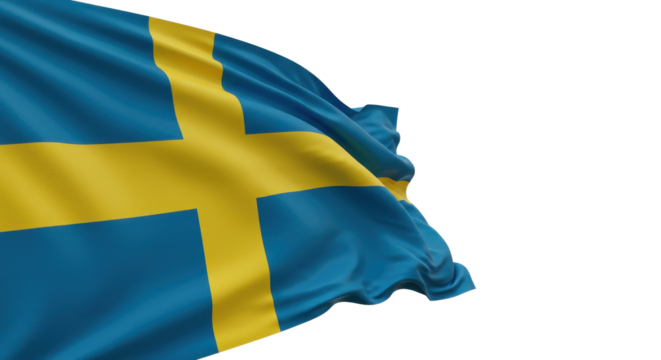 Close-up view of a waving swedish flag.