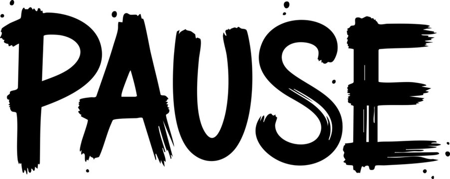 Pause Word Brushstroke Graphic