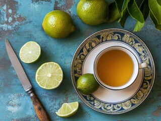Cup of tea with a lots of lime .