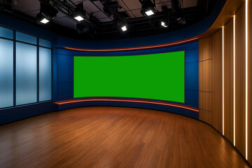 News Studio, Backdrop For TV Shows .TV On Wall.3D Virtual News Studio Background