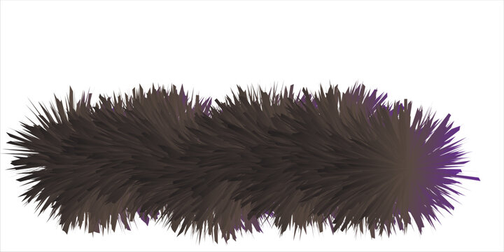 Abstract fur or bristle texture in dark brown and black tones with subtle purple highlights, isolated on white background, resembling animal fur or brush strokes.