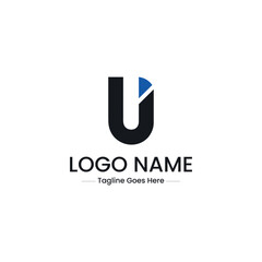 Fototapeta premium Vector art of a modern logo design features the letter u in black and blue isolated on white background