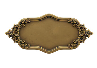 Ornate golden plaque with decorative floral flourishes lends an antique charm and elegance, ideal for signage or display purposes.