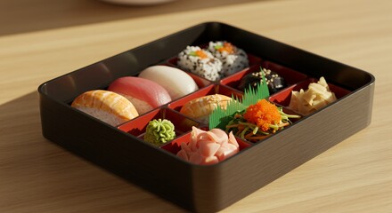 Sunlit Sushi Bento Box: A Delicious Feast for the Eyes