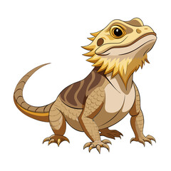 Obraz premium Bearded Dragon in Threat Pose Vector Illustration – Defensive Lizard Behavior