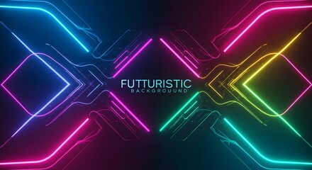 Obraz premium Futuristic Neon Light Background Glowing Lines Abstract Digital Art Wallpaper