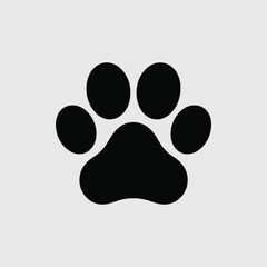 Simple Black Paw Print Illustration on Light Gray Background © MDMINTU