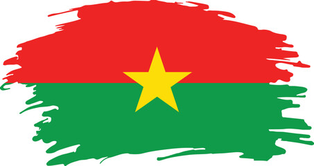 Burkina Faso national flag in artistic brush stroke style with red and green background and yellow star

