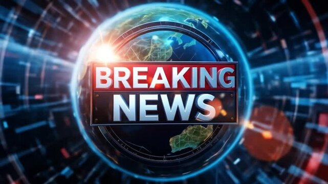 Global Breaking News Digital Sphere with Electric Effects and World Map Design