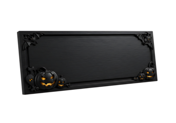 An eerie Halloween wooden frame, featuring glowing jack-o'-lanterns, bats, and skulls, sets a spooky yet elegant tone for autumn festivities.