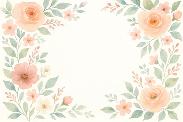 Vintage floral background with romantic pink roses, elegant frame, and decorative hearts for a wedding or Valentine's Day card design