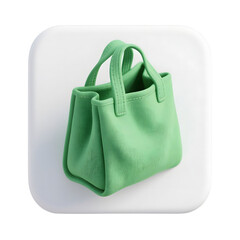 Green handbag with handles isolated on transparent background