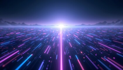 A high resolution digital backdrop featuring a network of randomly distributed straight lines receding towards a distant horizon
