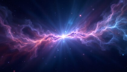 A vast expanse of deep indigo and violet hues blend seamlessly, speckled with countless points of brilliant white and pale gold light representing distant stars