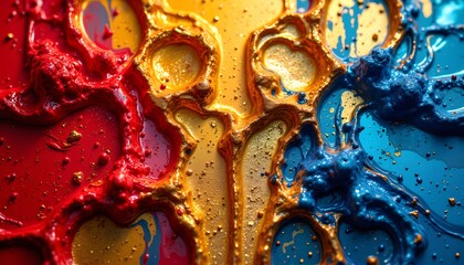An abstract background featuring a dazzling spill of shimmering paint, its texture akin to a viscous fluid