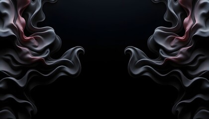 An intricate, symmetrical pattern unfolds across a dark, lustrous background, evoking the feel of silk