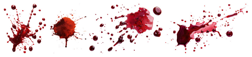PNG Vibrant red paint splatters, element set on transparent background